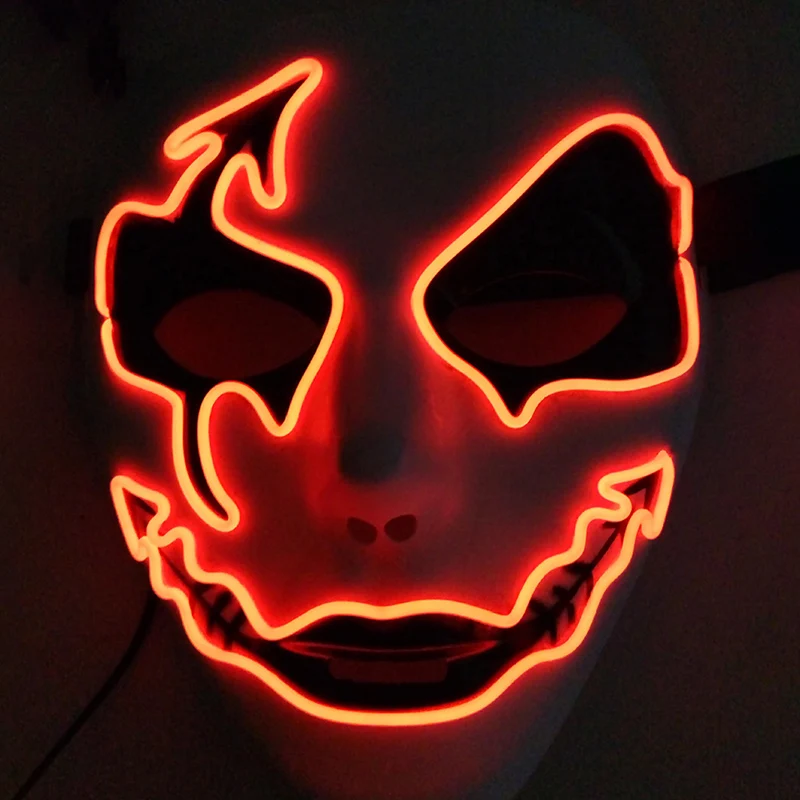 Маска для Хэллоуина, маска для сна, декоративная маска для лица для мужчин и женщин, светодиодная светящаяся маска для привидений - Цвет: 2