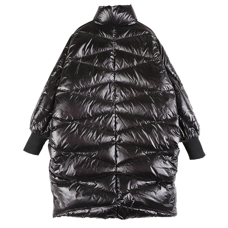 Модная женская куртка на утином пуху, Зимняя яркая верхняя одежда, длинная парка,, толстая, размера плюс, свободное, рукав летучая мышь, теплое пальто для женщин