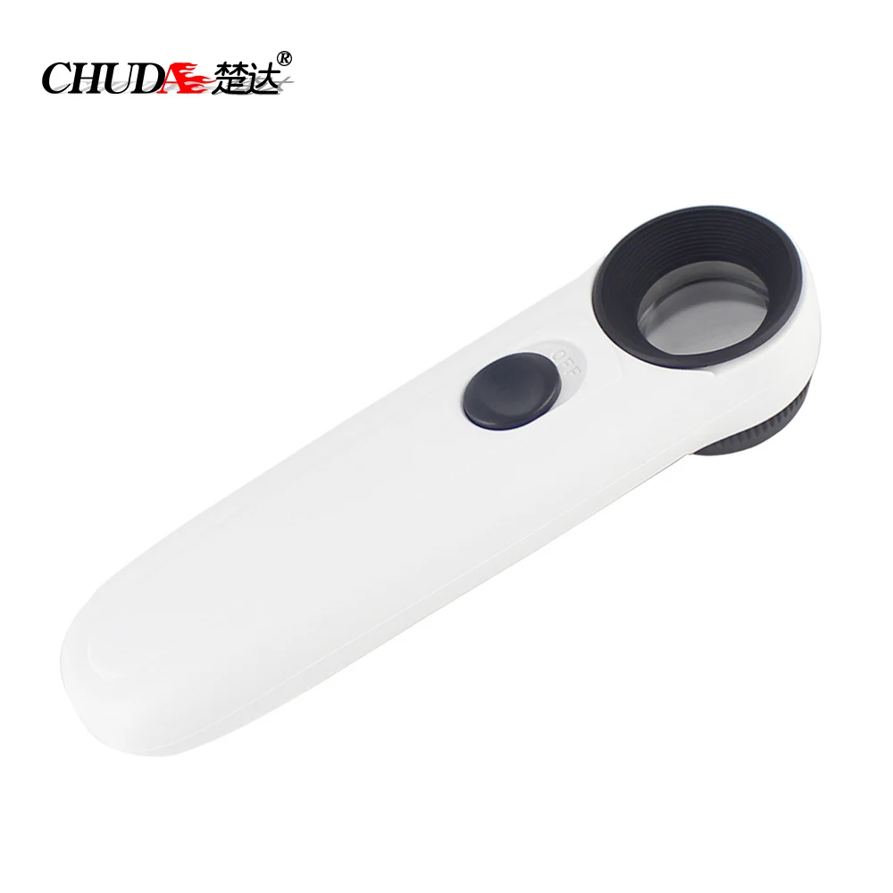 

CHUDA 40X Handheld Magnifier With 2 LED Light Optical glass Lens Magnifying Glass For Reading Jewelry Watch Repair Tool