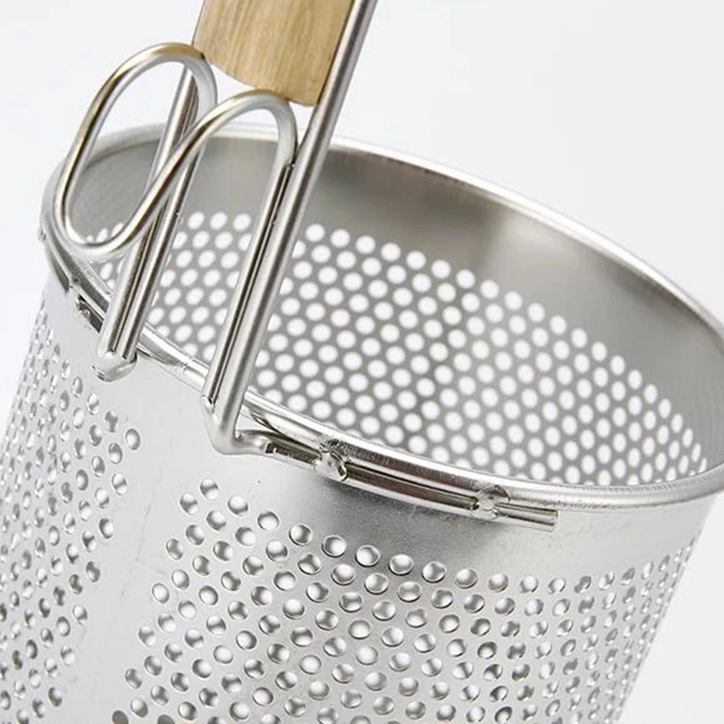 Kitchen Rice Noodle Colander Hot Pot Spoon Mesh Skimmer Hot Pot Deep Basket for Frying Food, Spaghetti, Cooking Fat Oil Grease