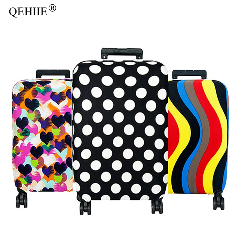 Fashion Suitcase Cover High Elastic Stripe Love Heart Shaped Luggage Case Dust Cover For18-32Inch Suitcase Essential Accessories