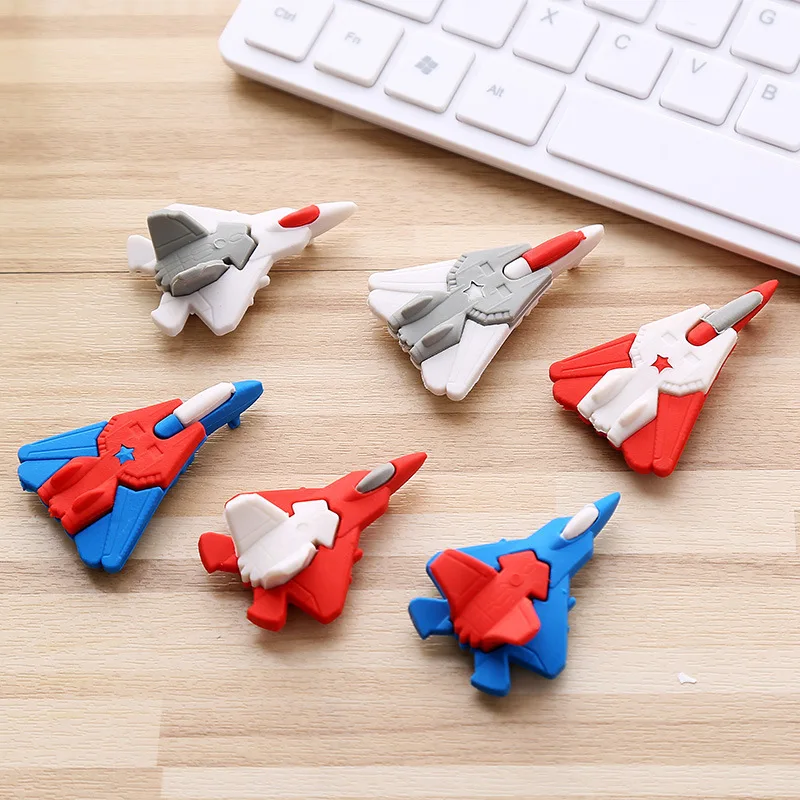 

6 Pcs Creative Aircraft Rubber Eraser Cartoon Cute Toy Animal Rubber Primary School Gift Wholesale Stationery Supplies For Kids