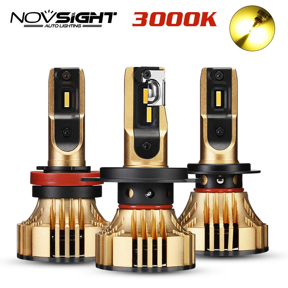

NOVSIGHT H4/9003/HB2 9007/HB5 9008/H13 Hi/Lo Beam LED Car Headlight Bulbs 72W 12000LM 3000K Golden Yellow Car Automotivo Lamps