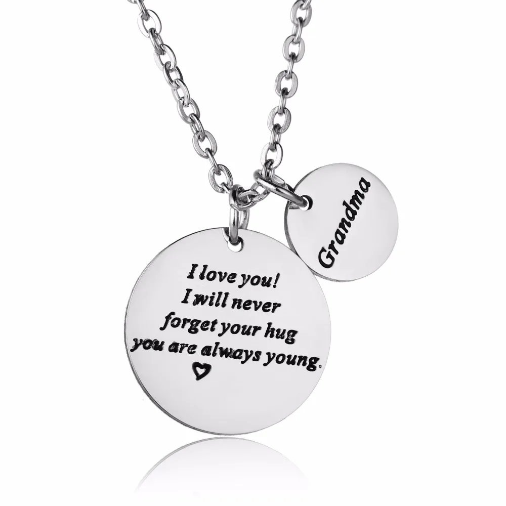 Fashion Grandma Necklaces Stainless Steel Pendant Love ...