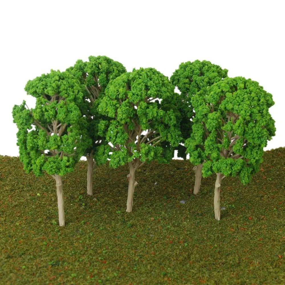 5 шт. Пластик Зеленый Модель деревья, игрушки 14,5 см для сада парк поезд декорации Landscap