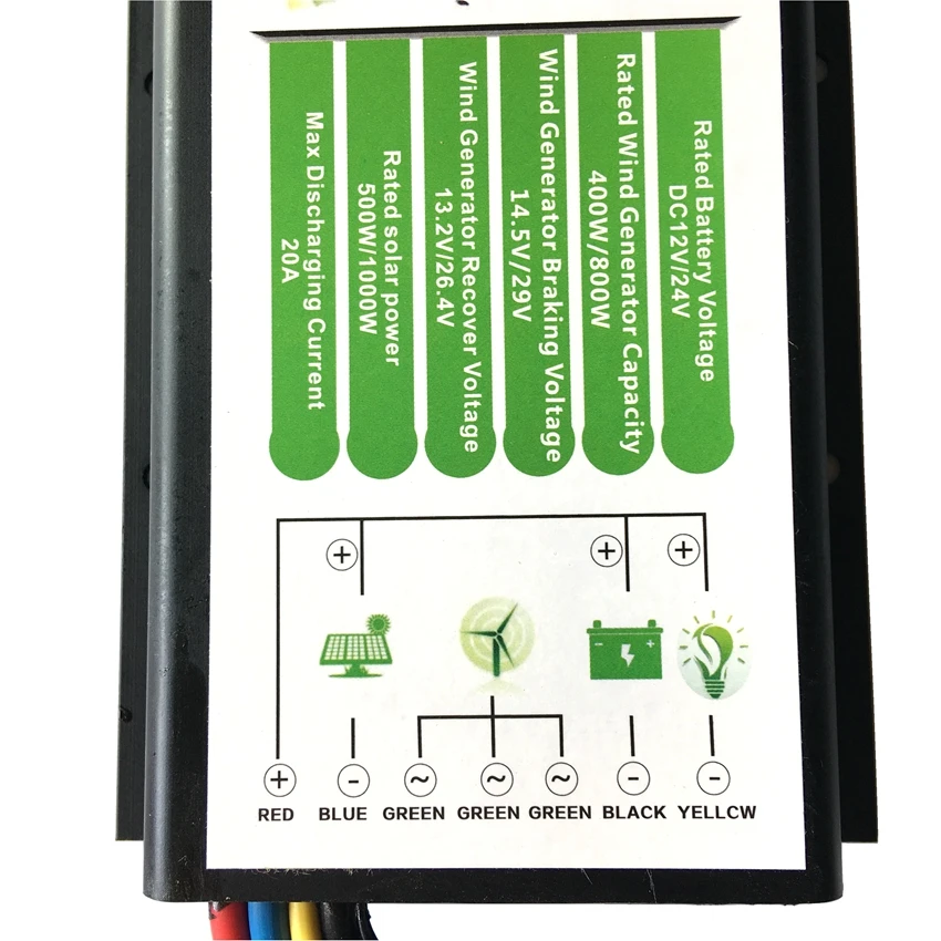 DC 12 В/24 В водонепроницаемый ветер и солнечный гибридный контроллер 12 В для 300 Вт ветер+ 500 Вт Солнечный 24 В для 600 Вт ветер+ 1000 Вт Солнечный