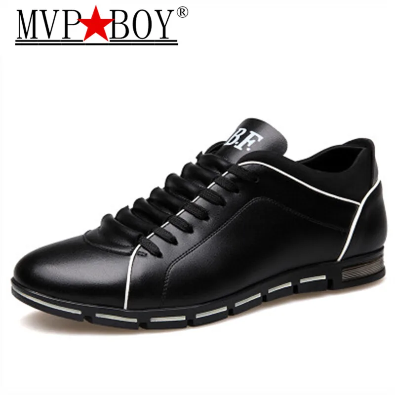 

MVP BOY Plus Size 38-46 Men Casual Shoes Fashion Leather Shoes for Men Summer Men's Flat Shoes Black Blue Yellow Brown Wine Red