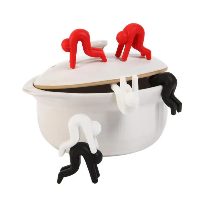 Anti-overflow Pot Rack Small Man Multi-functional Silicone Phone Bracket Universial Home Kit Kitchen Cooking Tool Holder