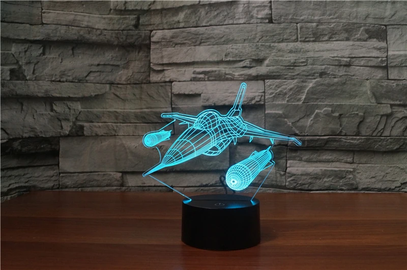 3D истребитель моделирование 3d самолет Иллюзия nachtlampje USB/батарея питание свет вспышки 7 видов цветов светодиодный ночник настольная лампа домашний декор