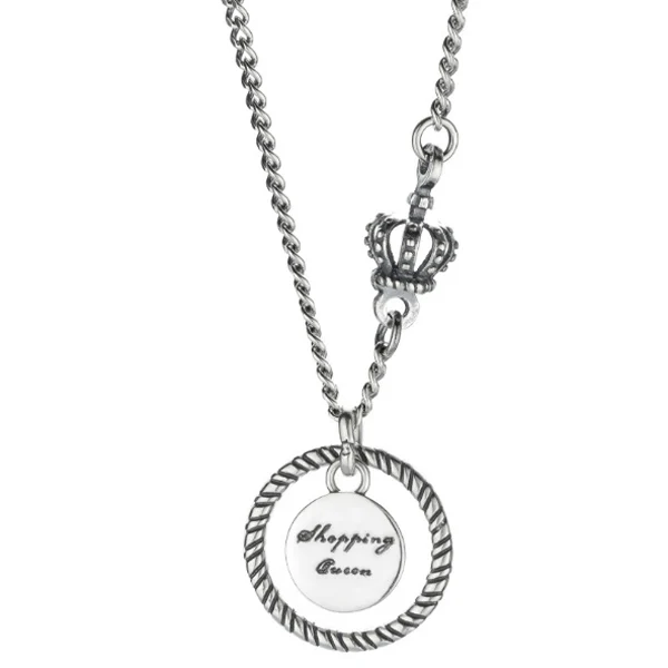 

Vintage 100%925 sterling silver crown circle letter cards queen choker necklace for women fashion silver jewelry