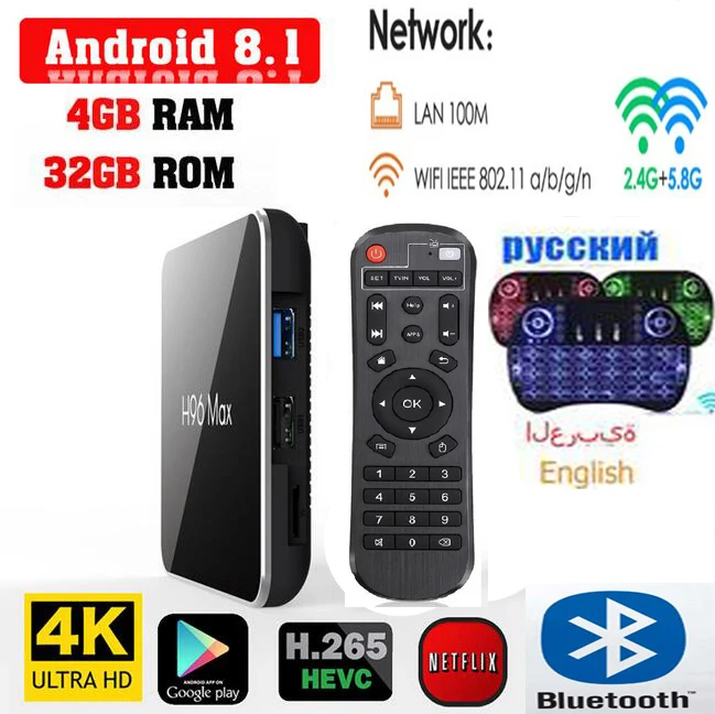 H96 Max X2 Android 9,0 tv Box Amlogic S905X2 4 ГБ/32 ГБ 64 Гб двойной WiFi Bluetooth USB 3,0 4K H96 max plus дополнительная клавиатура - Цвет: 4G 32G I8  air mouse