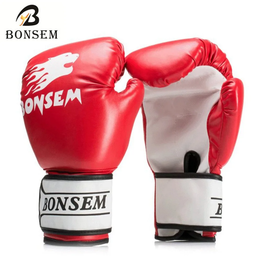 1 Pair Breathable MMA Boxing Gloves Solid Color Full Finger for Adult