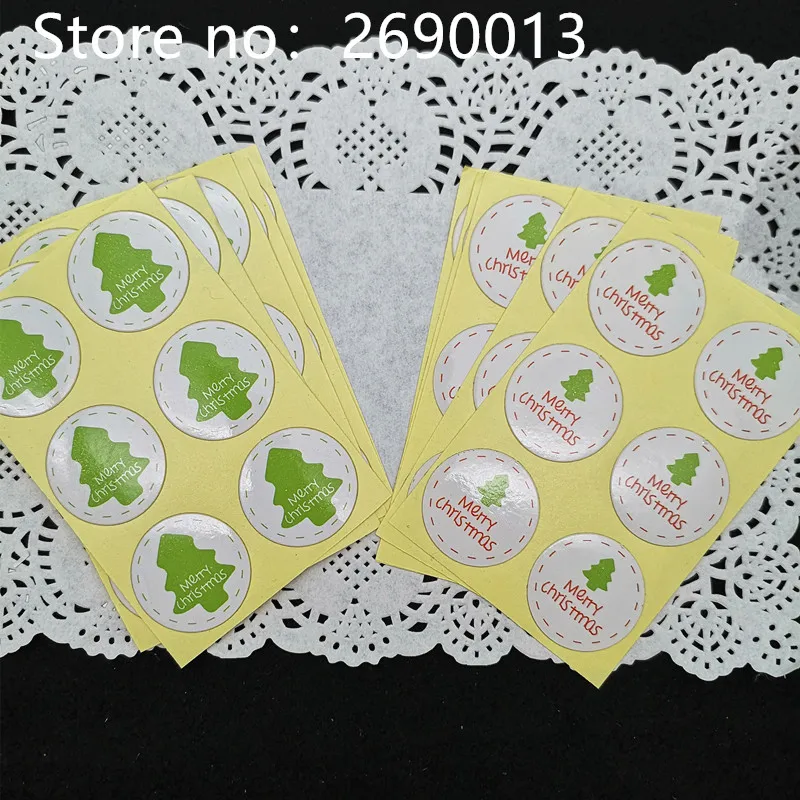 100pcs Merry Christmas Tree Design Seal Stickers Sticker Labels Paper Gift Candy Stationey | Канцтовары для офиса и дома