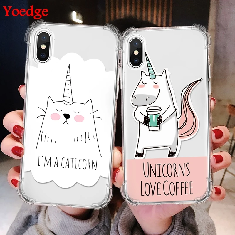 

Unicorn Clear Airbag Shockproof Fundas For iPhone 6 6s 7 8 Plus Soft TPU Case For iPhone 5 5S SE XS Max XR X 10 Cute Phone Cover