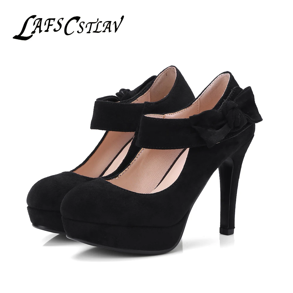 LAFS CSTLAV Suede Comfortable Mary Janes Women Pumps Sweet Wedding