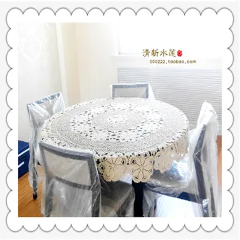 2016 new arrival natural cotton crochet round dining table cloth lace table cover on the table as wedding decoration with flower