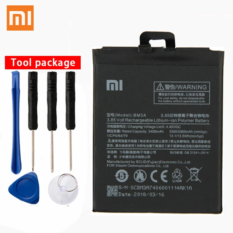 

Original Xiaomi BM3A High Capacity Phone Battery For Xiaomi Mi Note3 Note 3 3400mAh