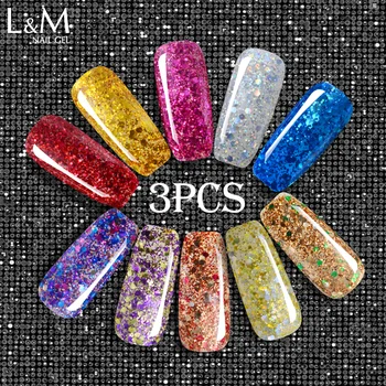 

3pcs Diamond Glitter Natural Organic Nail Polish Soak Off Colors Gel Polish Uv Gel Nail Suppliers