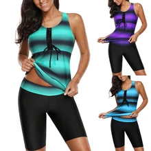 Женский сексуальный купальник большого размера градиент Танкини бикини из двух частей купальник без рукавов купальный костюм для женщин Омбре цвет 5XL