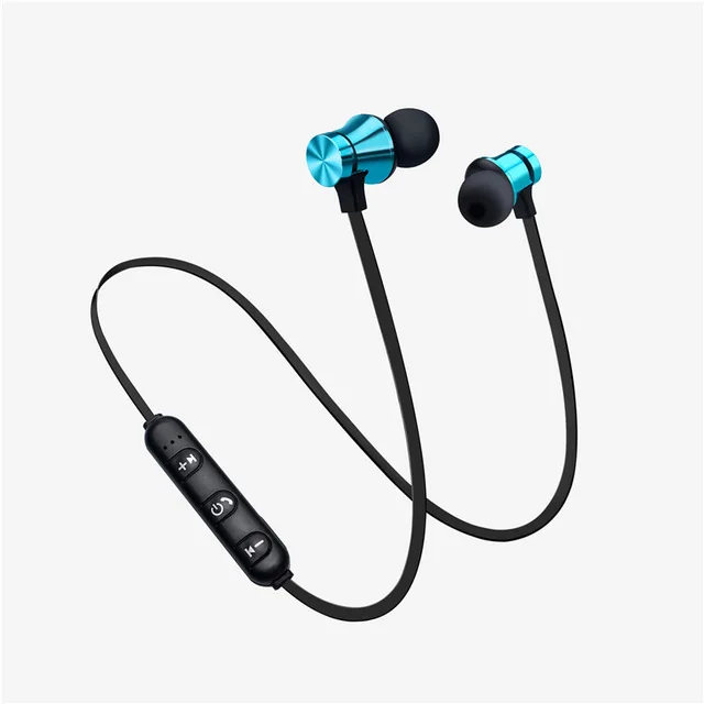 Bluetooth наушники беспроводные наушники для бега Металлические Магнитные беспроводные Bluetooth наушники спортивные наушники для телефона Android IOS - Цвет: Синий