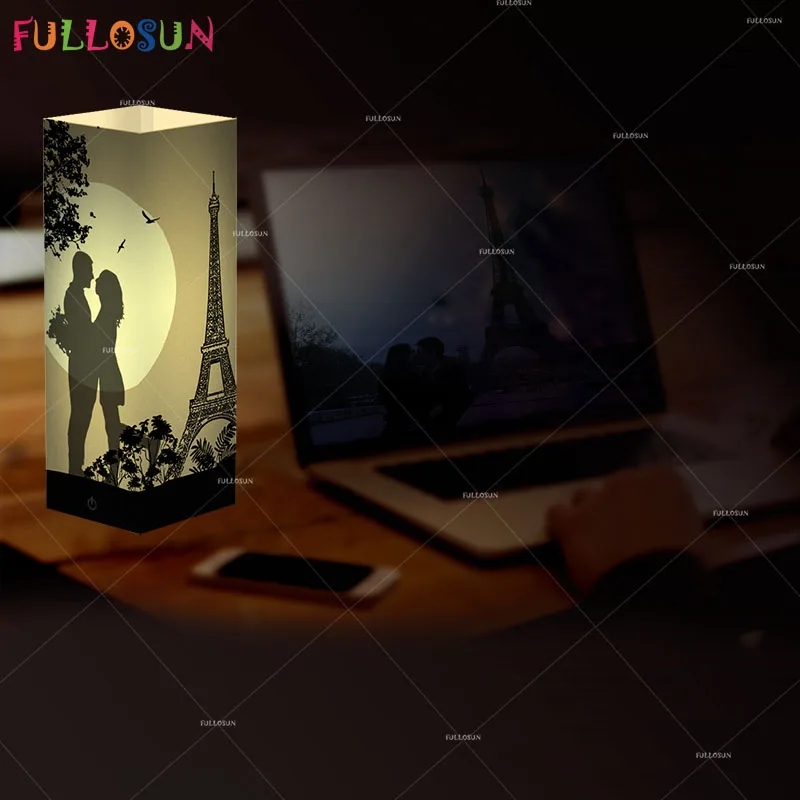 FULLOSUN Романтический 3D Франция Эйфелева башня Ночная лампа теплый белый