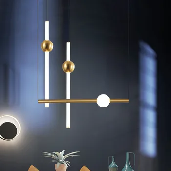 

Minimalist Horizontal Version Vertical LED Pendant Lights Metal Glass Tube for Dining Room Bar Cafe Shop Modern Light Fixture