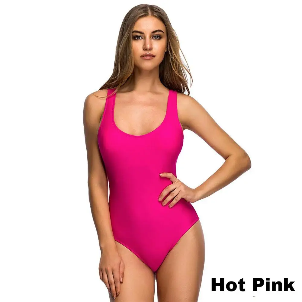 Сексуальный купальный костюм большого размера S-6XL, Цельный купальник размера плюс для женщин, купальный костюм, купальник с открытой спиной, монокини V128R - Цвет: Hot Pink