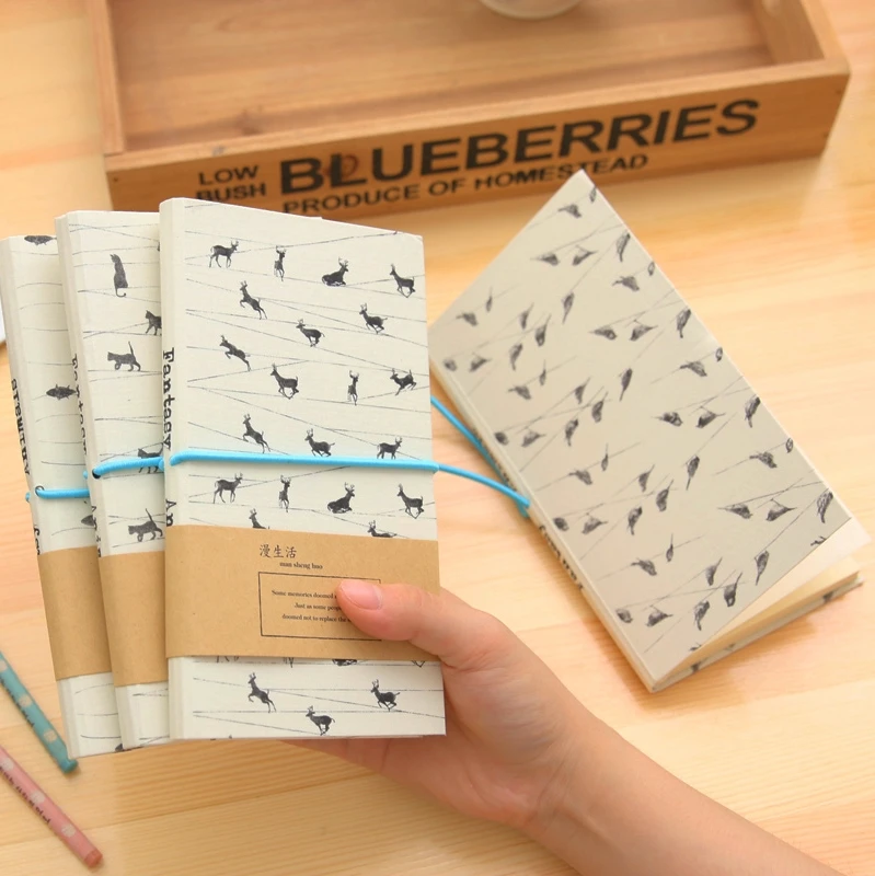 

Happy Party Journal Diary Lined Cloth Cover Planner Pocket School Creative Travel's Notebook Agenda Notepad Memo Gift Stationery