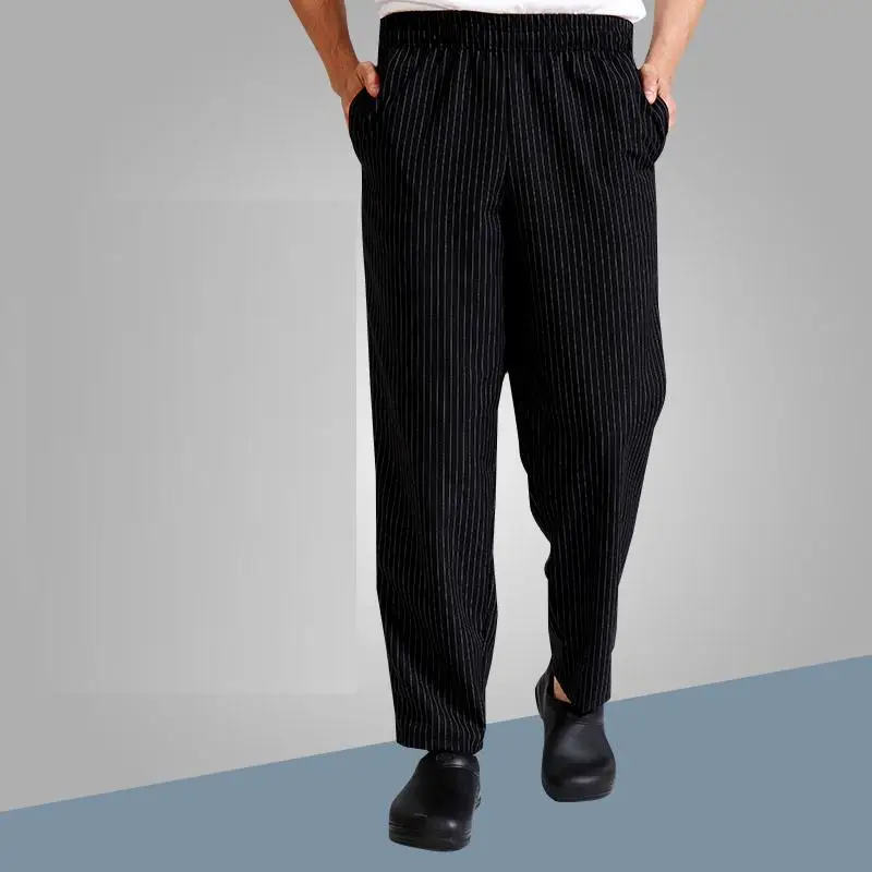 S-3XL Черные Полосатые качественные мужские брюки для кухни, отеля, кофейни, клетчатый комбинезон, рабочие брюки