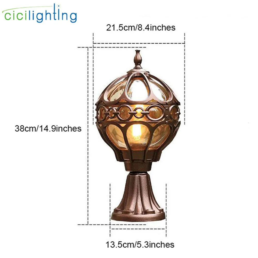 Винтажный Европейский стиль Глобус большой уличный столб лампа под старину, литая, из алюминия наружное освещение для стены во дворе