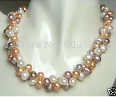 

Free Shipping>>6-7mm Multicolor Akoya Cultured Pearl Necklace 18