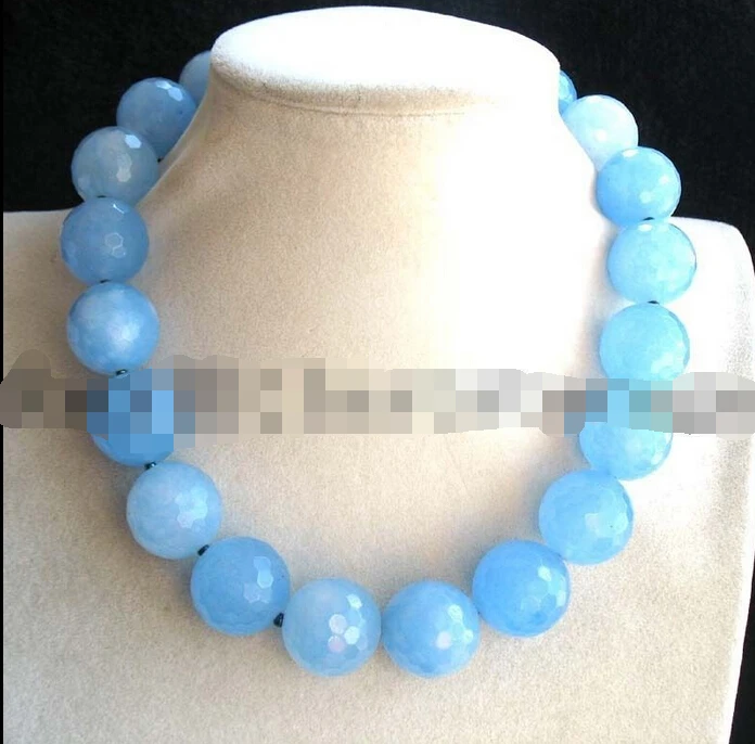 

wholesale blue sponge kyanite 14mm round faceted necklace 18"