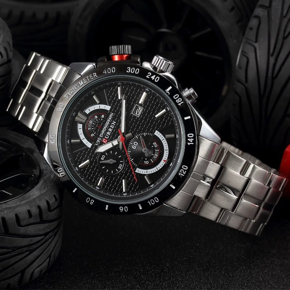 

Curren Brand Full Stainless Steel Sports Watches Men Quartz Clock Luxury Wristwatch Men Casual Watch relogio masculino