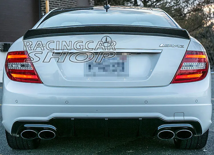 V Style Real Carbon Fiber Trunk Boot Spoiler Wing Lip Fit For Mercedes Benz W204 Coupe 2-Door C200 C250 C300 2012UP