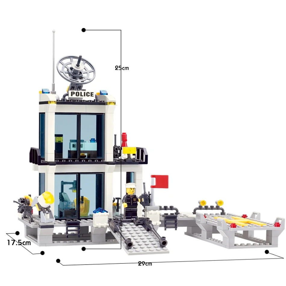 

Police Station Building Blocks Helicopter Boat Model Bricks Set Compatible Legoe City Toy Birthday Gift