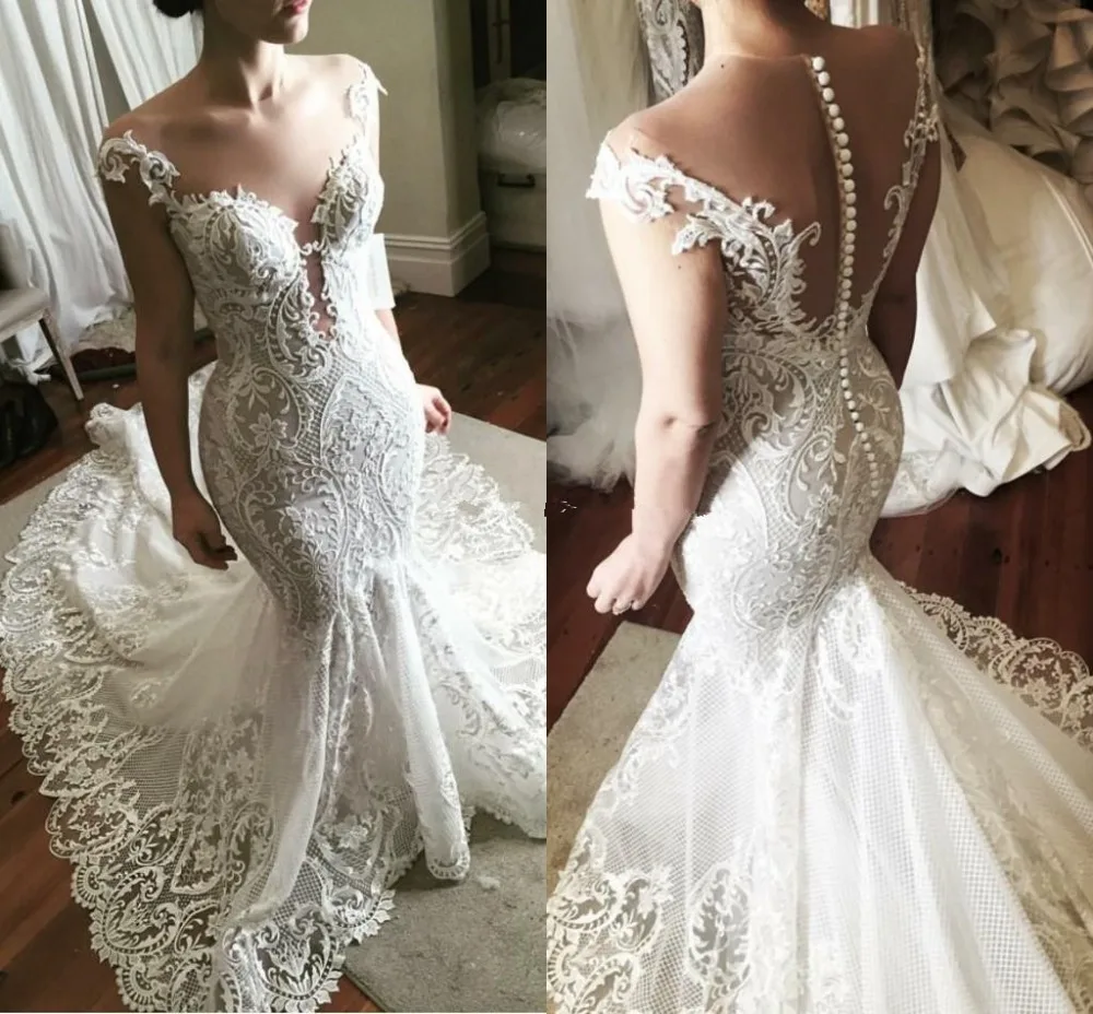illusion neck wedding dress