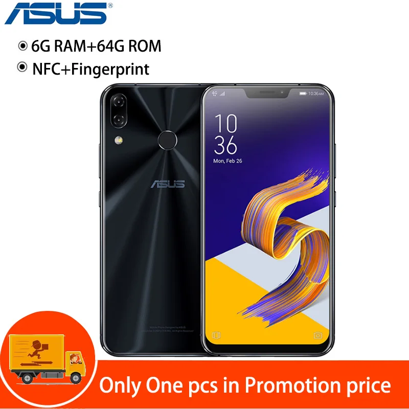 

ASUS Zenfone 5Z 4G Smart Cell Mobile Phones Android 6.2 Inch 6GB 64GB SnapDragon 845 Octa Core 12.0MP Camera 3300mAh Fingerprint