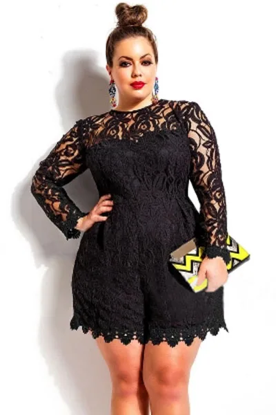 plus size white lace romper