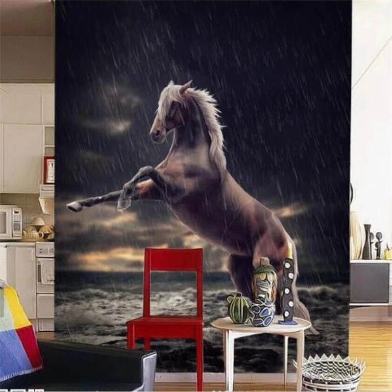 

3d стерео фотообои на заказ, фотообои с дождем, лошадью, крыльцом, коридором, проходом, обои для домашнего декора