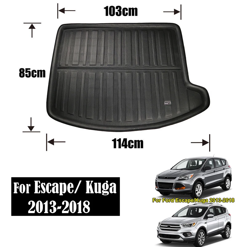 XUKEY грузовой лайнер лоток багажник коврик для Ford Fiesta MK7 Focus MK2 MK3 Mondeo Fusion Ecosport Escape Kuga Explorer Edge Endura - Название цвета: 13-18 Escape Kuga