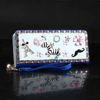 

Women Handbag Limited Bolsa Feminina Handbags 2015 New Hand Inlaid Diamond Patent Leather Wallet Purse Korean Explosion Zebra