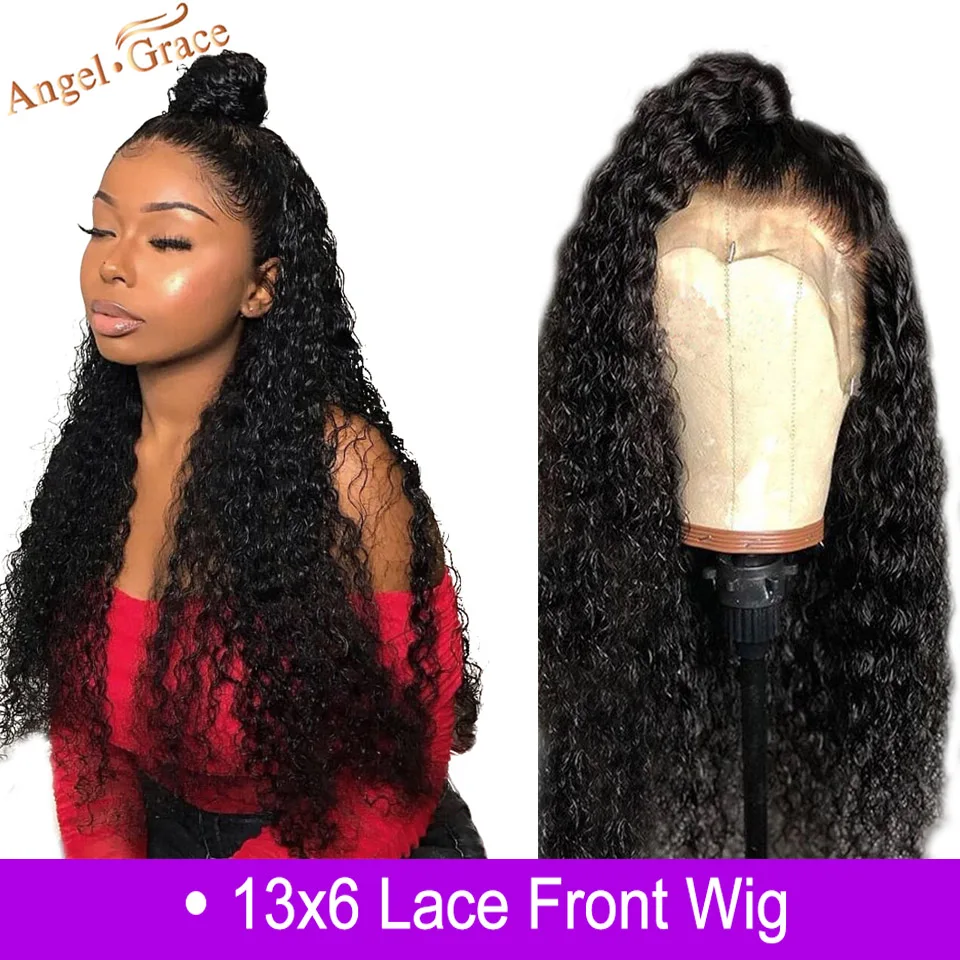 Angel Grace Hair 13x6 парик с кружевом спереди перуанские вьющиеся волосы Remy человеческие волосы парик 8-24 дюймов предварительно сорвал с волосами младенца