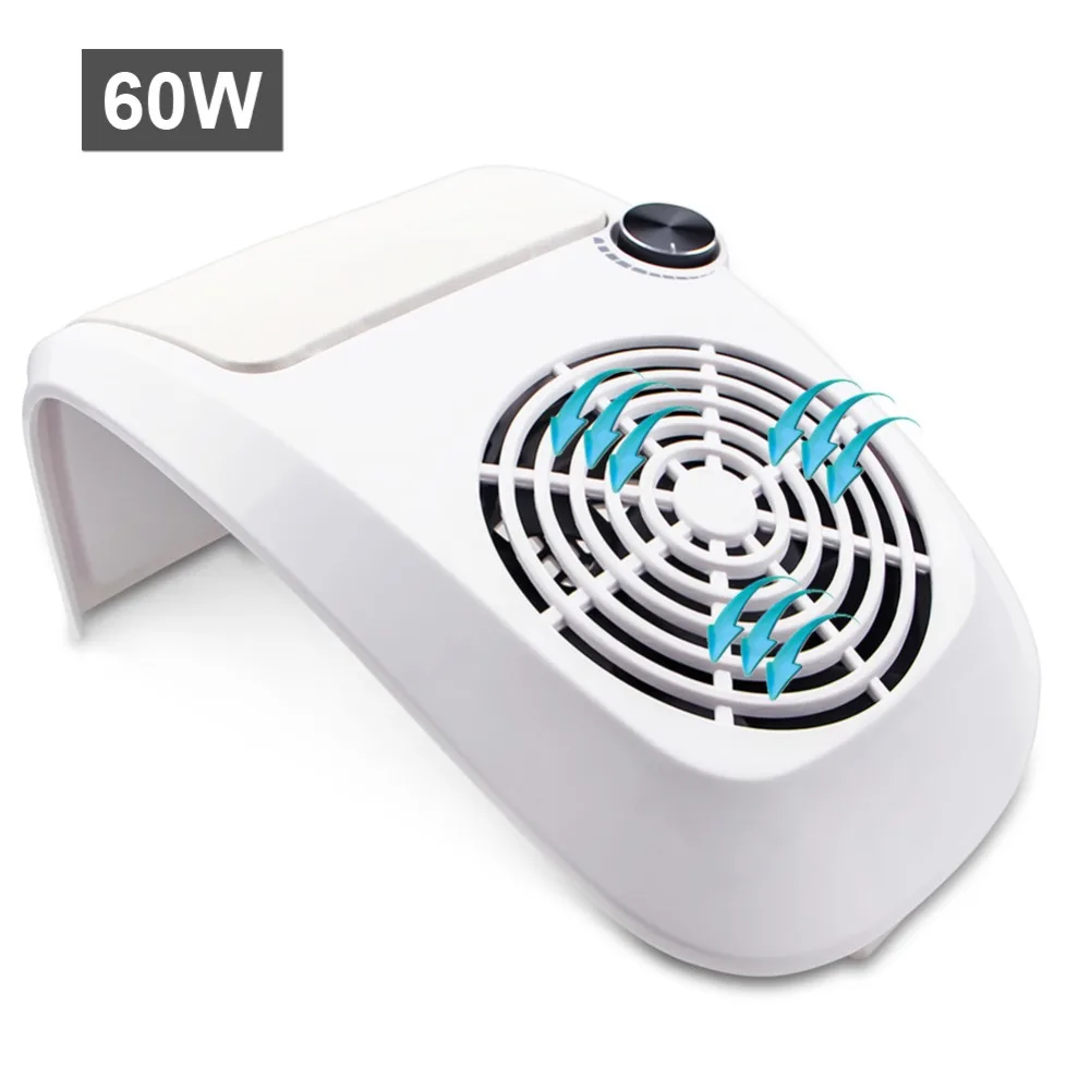 60W Powerful Nail Dust Suction Collector Vacuum Cleaner Professional manicure machine with 2 Dust Bag Nail Art Salon Equipment