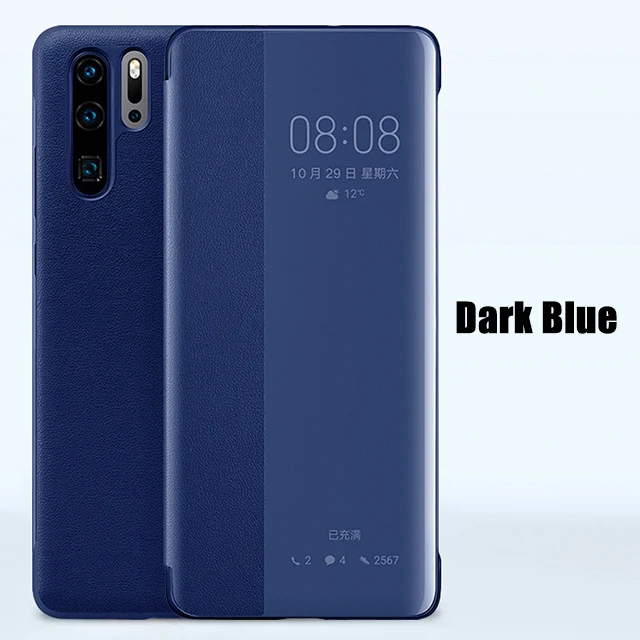 Чехол-раскладушка кожаный чехол для телефона для huawei P30 Lite P20 Pro P 30 20 P30Pro P20Pro 30Pro 20Pro P30Lite P20Lite Smart View fundas - Цвет: Dark Blue