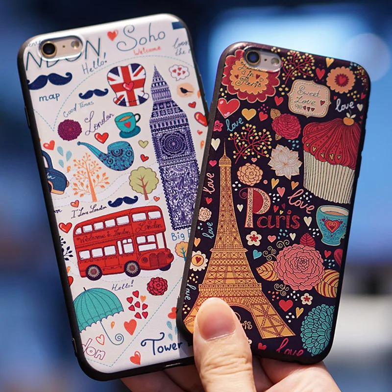 

Relief Buses Tower Big Ben Soft TPU Case For iPhone 8 7 6 6S Plus 5 5S 5C 8plus Silicone Phone cases For iPhone X 10 coque capa