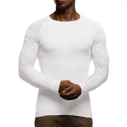 2018 новые осенние свитера Для мужчин одноцветное Цвет Slim Fit рюшами с длинным рукавом теплый свитер Зимний пуловер