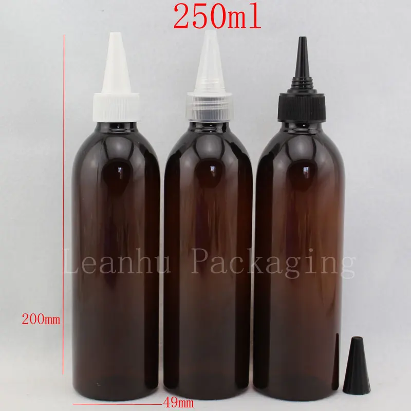 Download Wholesale 250ml X 20 brown pointed mouth top cap plastic bottle containers, DIY painting empty ...