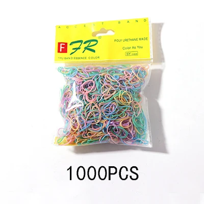 Colour 4 200/1000 шт милые цветные кольца для девочек, Одноразовые эластичные резинки для волос, резинка для хвоста, резинки для волос, Детские аксессуары для волос - Цвет: Colour 4