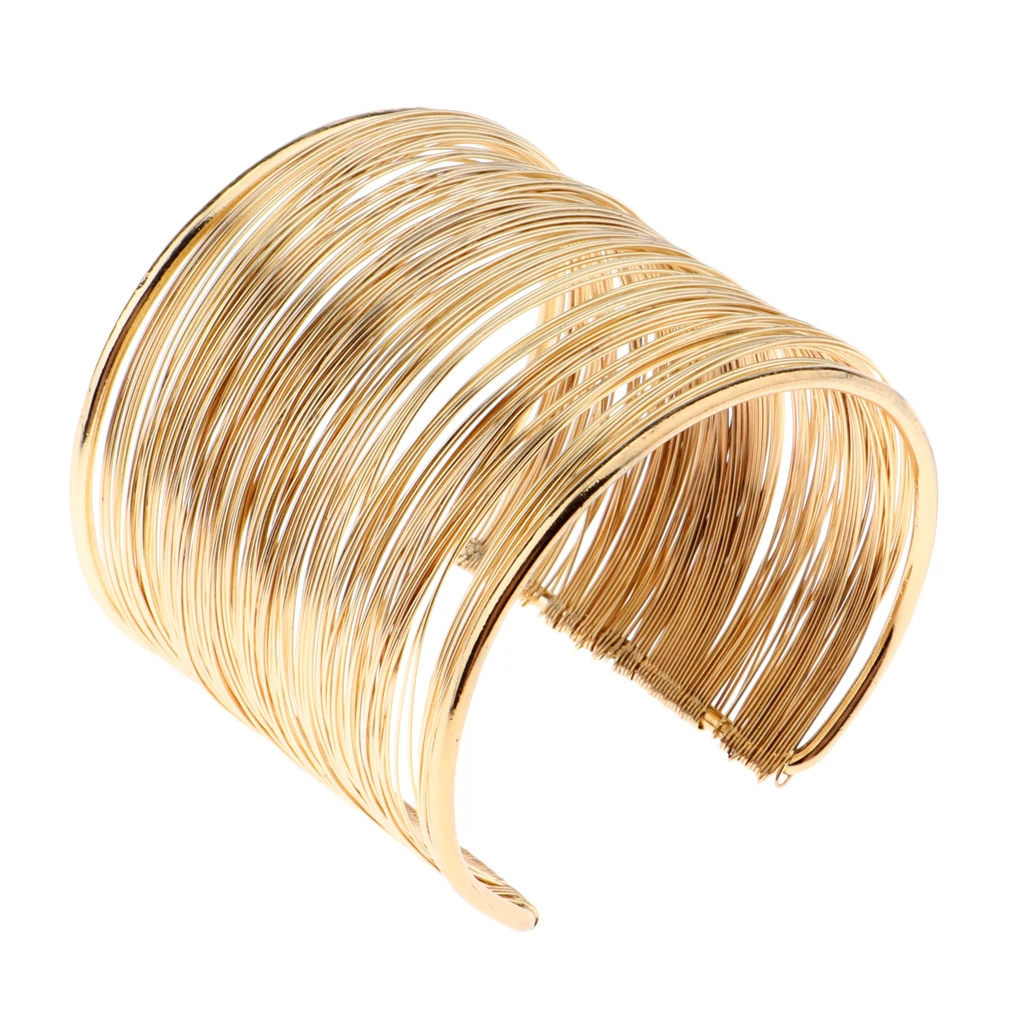 

Rigid Memory Wire Metal Circle Split Coil Wire Cuff Bracelet Bangle Gold