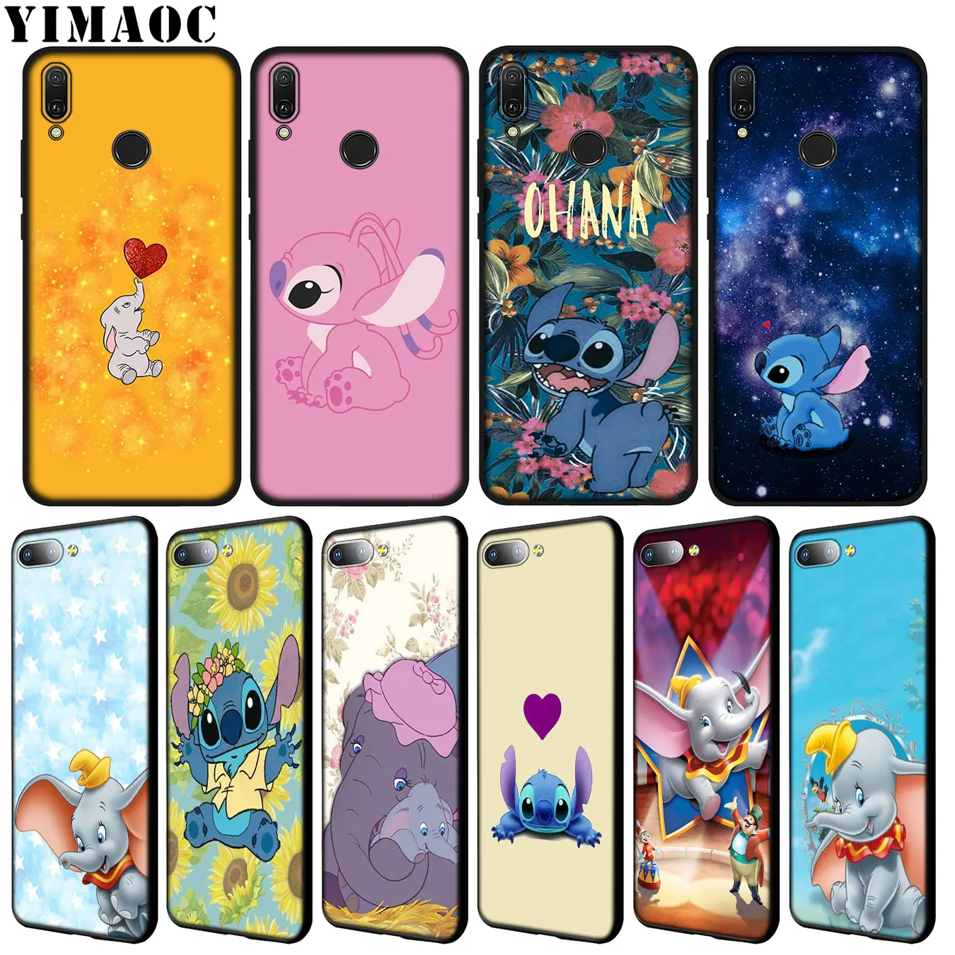 

YIMAOC Cartoon Lilo Stitch Dumbo Soft Case for Huawei Y9 Y7 Y6 Prime 2019 Honor 20 8C 8X 8 9 9X 10 Lite 7C 7X 7A Pro Cover